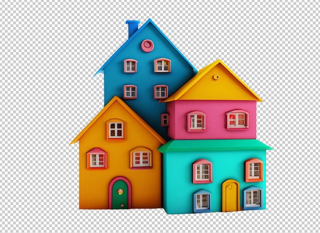 PSD 3d colorido casa clipart png