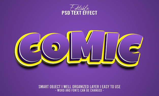 3d comic editable text effect template