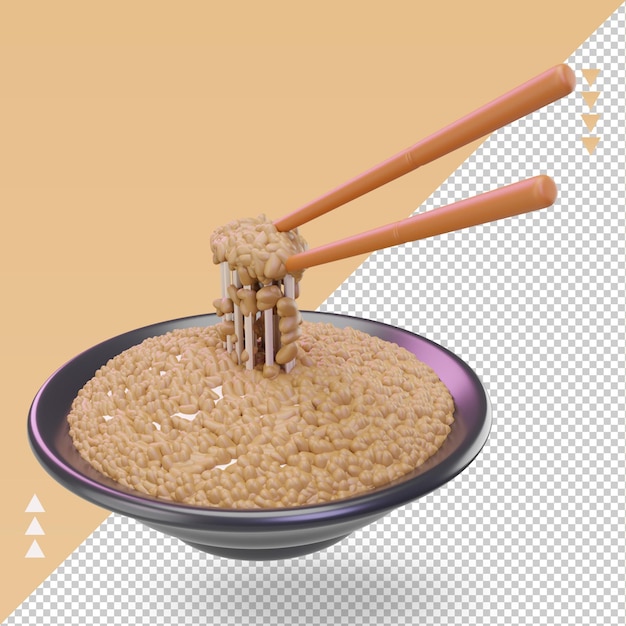 3d comida asiática Natto renderizado vista derecha