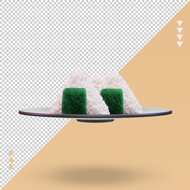 3d comida asiática Onigiri renderizado vista frontal