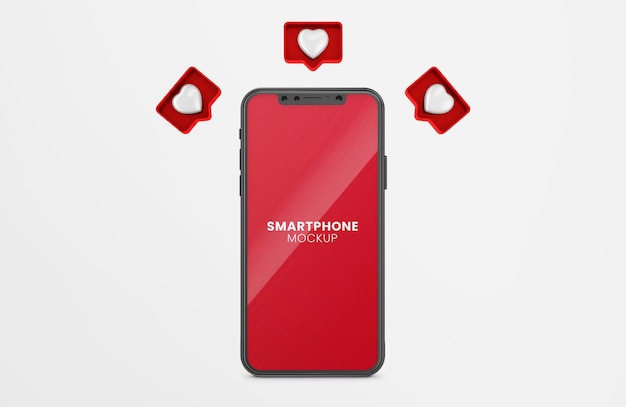 3d, comme, notification, rendre, sur, noir, smartphone, maquette