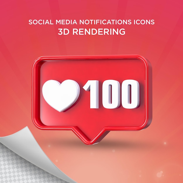 PSD 3d como 100 renderizado brillante de instagram psd premium