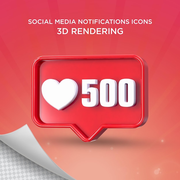 3d como 500 renderização brilhante do instagram psd premium