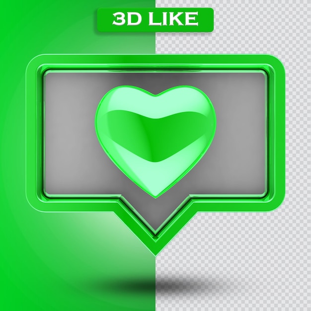 3D como icono con corazón