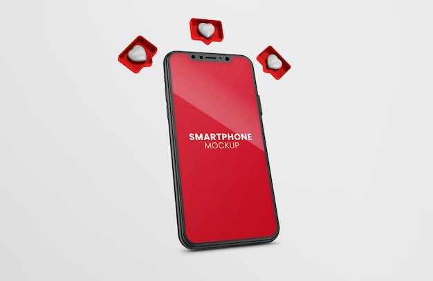 3D como renderização de notificação em maquete de smartphone preto