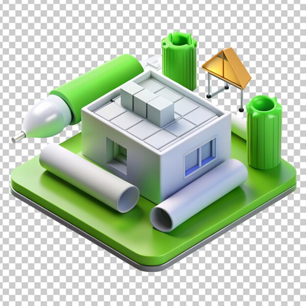 PSD 3d composição isométrica da indústria