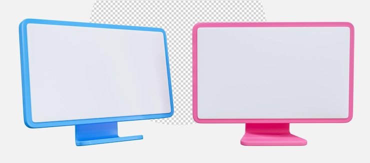 PSD 3d-computer-monitor-bildschirm web-analysen soziale medien internet spiele und online