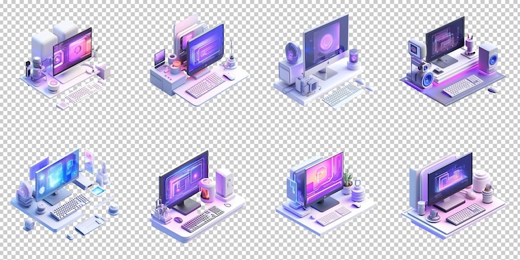 PSD 3d-computer pc künstliche intelligenz generativ
