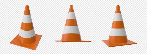 3d cone de tráfego atenção para o tráfego cautela barreira segurança na estrada símbolo de cautela placa rua