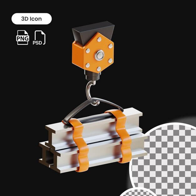 3d Construction Crane-Icon Premium-PSD für den Bau von Kranen