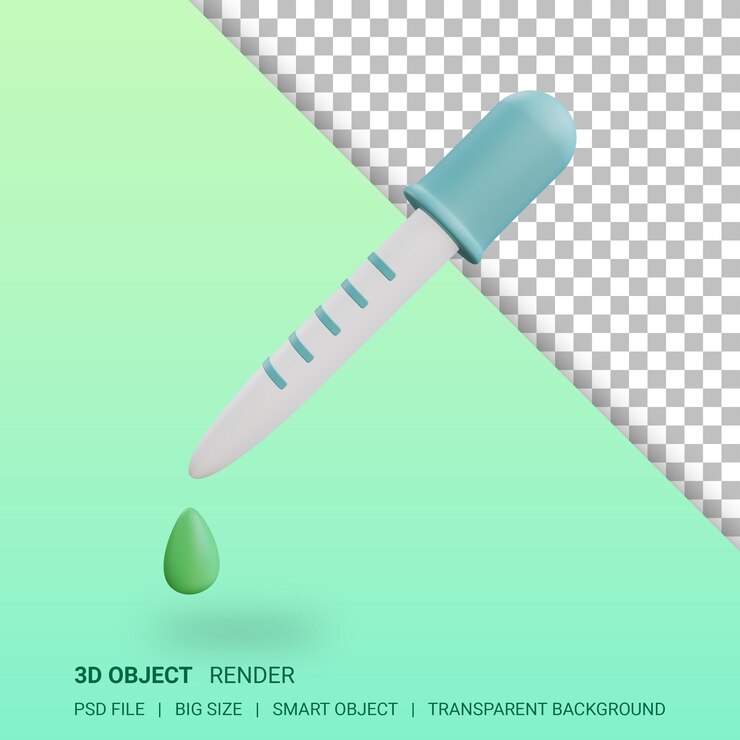 PSD 3d contagocce illustrazione medica design isolato