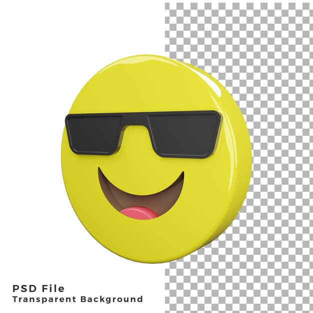 3d cool emoticon icon rendering di alta qualità file psd