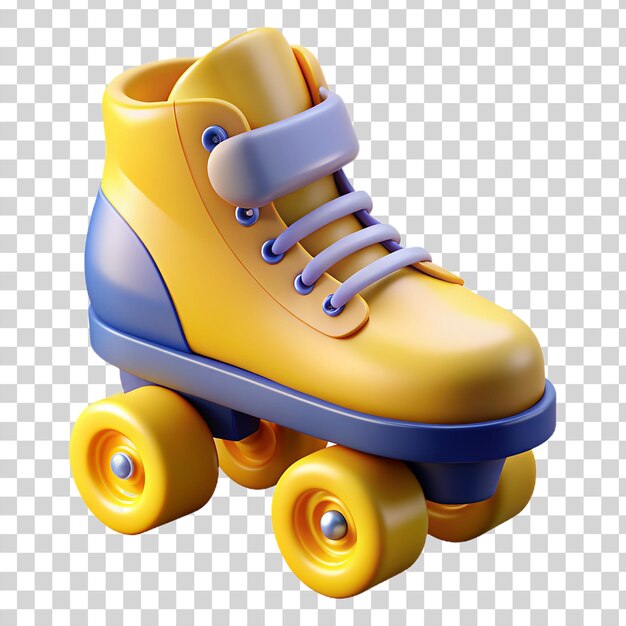 3d Cool Roller Skate Nature Morte Jaune Isolé Sur Un Fond Transparent