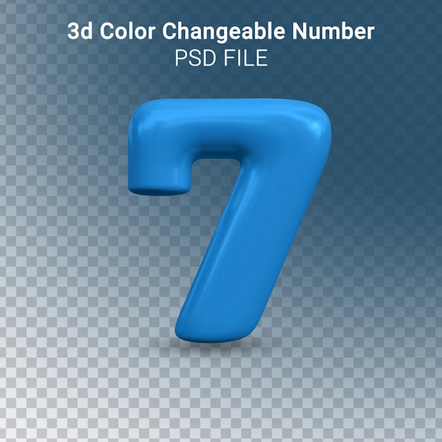 PSD 3d cor brilhante mutável número 7