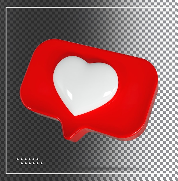 PSD 3d corazón 3k amor o me gusta