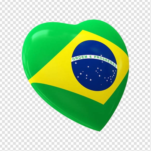 3d corazón con bandera de brasil brasil