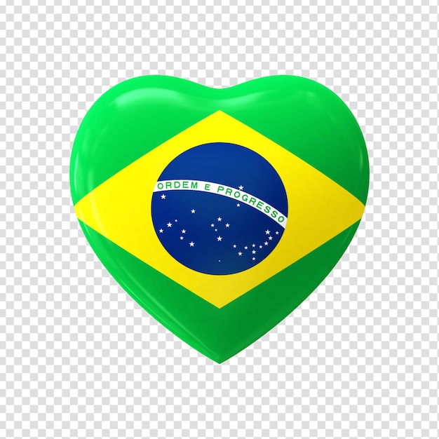 3d corazón con bandera de brasil brasil