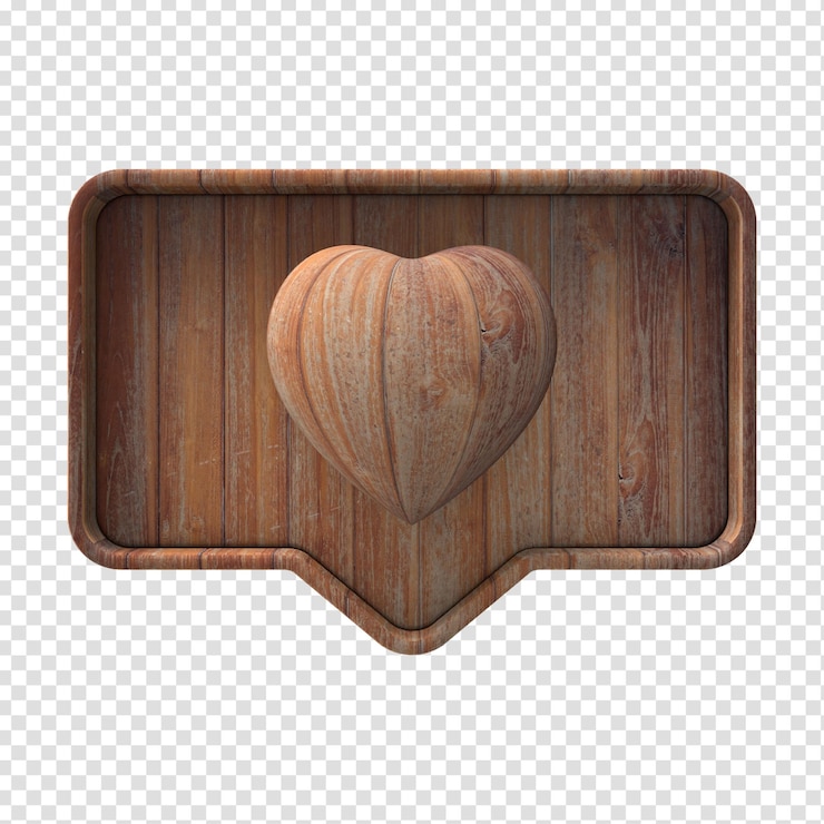 PSD 3d corazón de madera