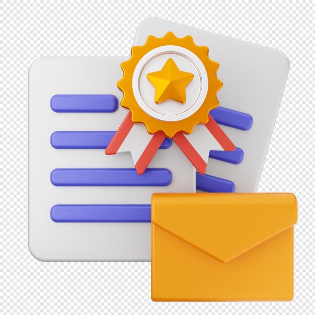 3d correo electrónico mensaje de recompensa medalla de insignia