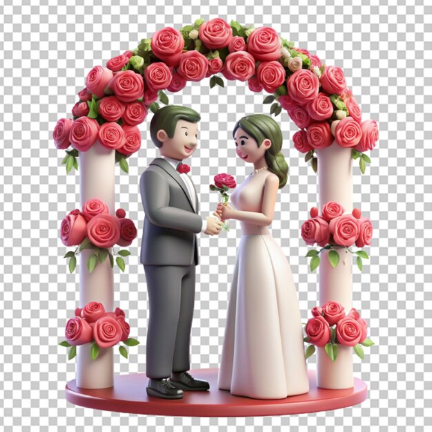 PSD 3d craft uma cena comovente de um casal trocando