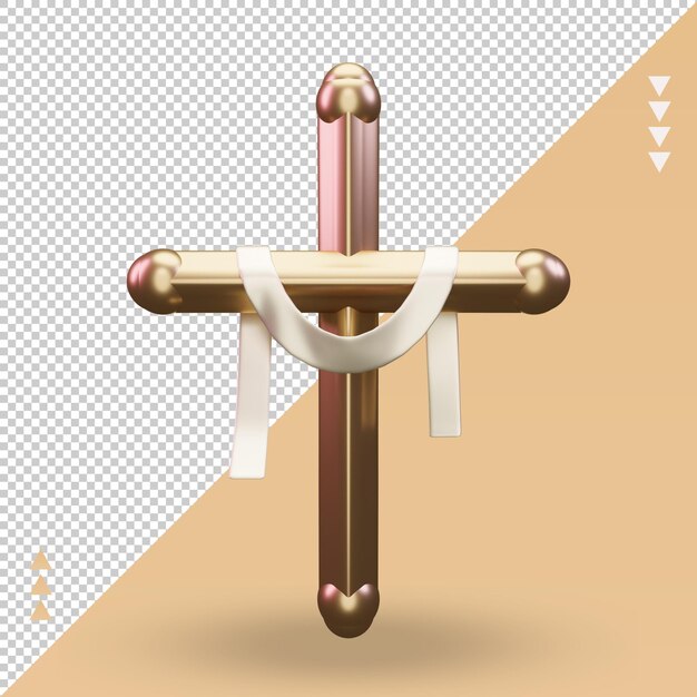 PSD 3d croix icône de pâques rendu vue de face