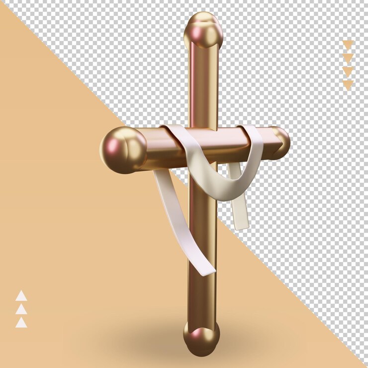 PSD 3d cross easter icon renderizando a vista esquerda