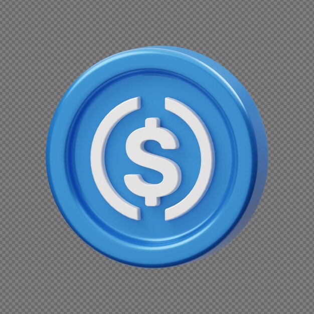 3D Cryptocurrency Icon with transparent background