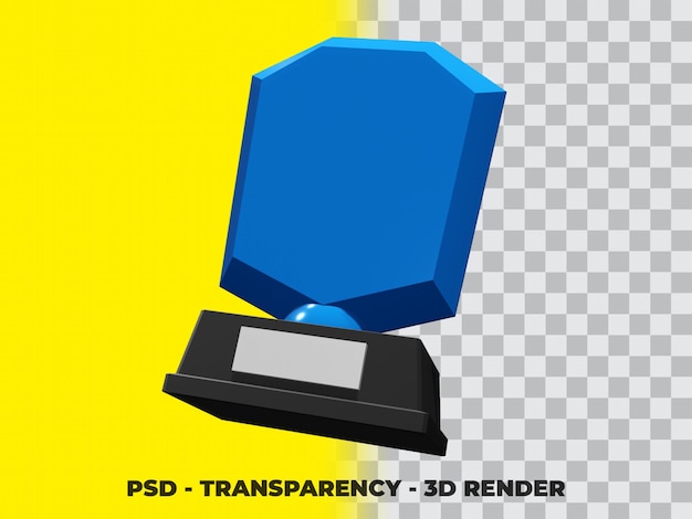 PSD 3d crystal glass trophy com transparency render modeling premium psd