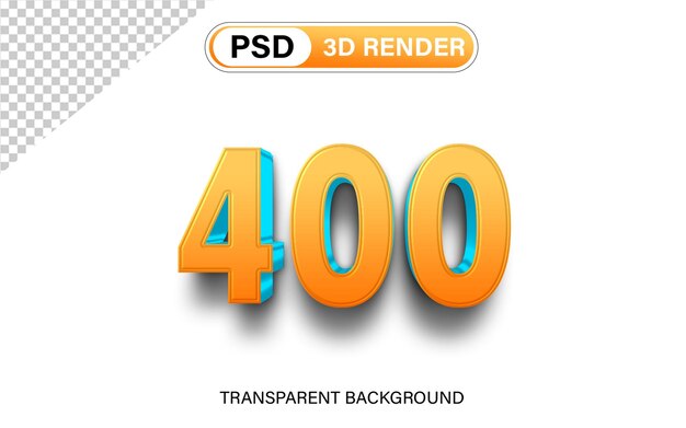 3d Cuatrocientos Número 400 gradiente naranja con azul aislado en fondo transparente
