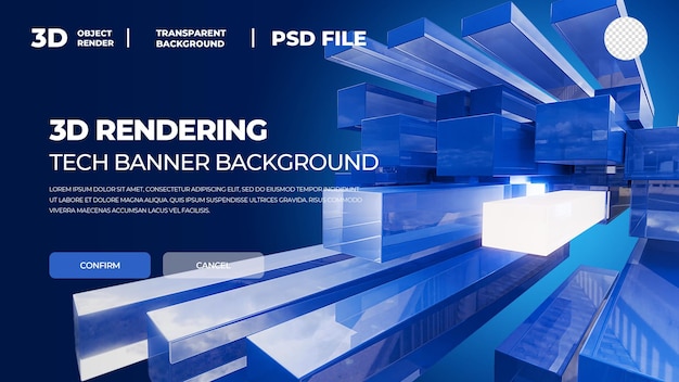 3D cube Render Tech Banner di sfondo