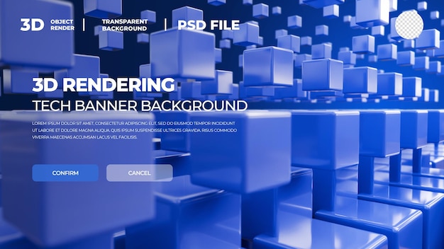 3D-Cube-Rendering-Tech-Hintergrundbanner