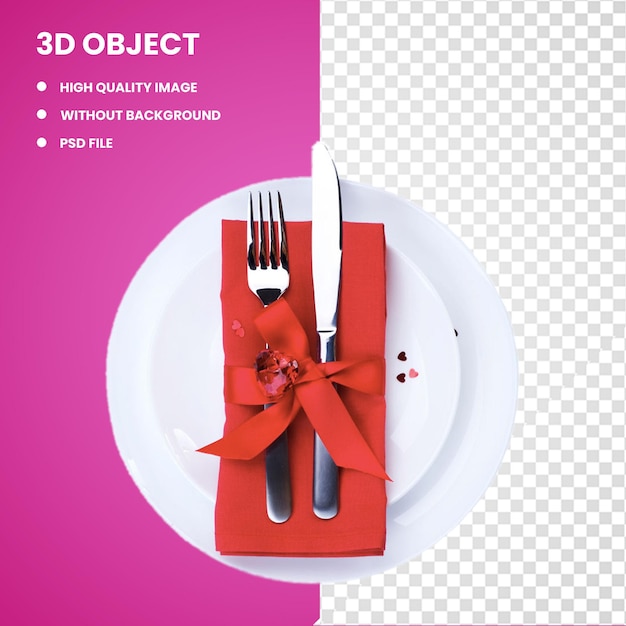 PSD 3d cuchillo tenedor cubiertos benvenuto mesa hermoso cuchillo occidental y plato de tenedor