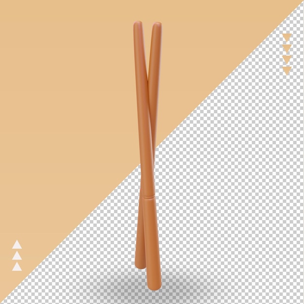 PSD 3d cuisine asiatique baguette rendu vue droite