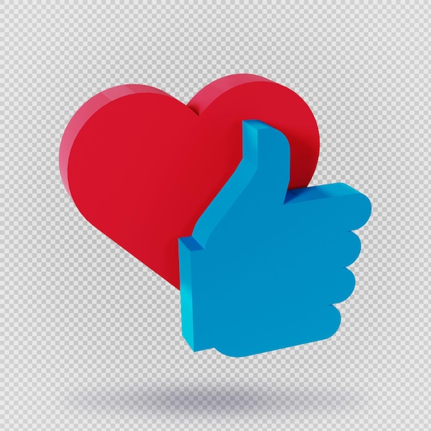 3d cuore amore emoji con blu come segno icona rendering design sfondo trasparente illustrazione