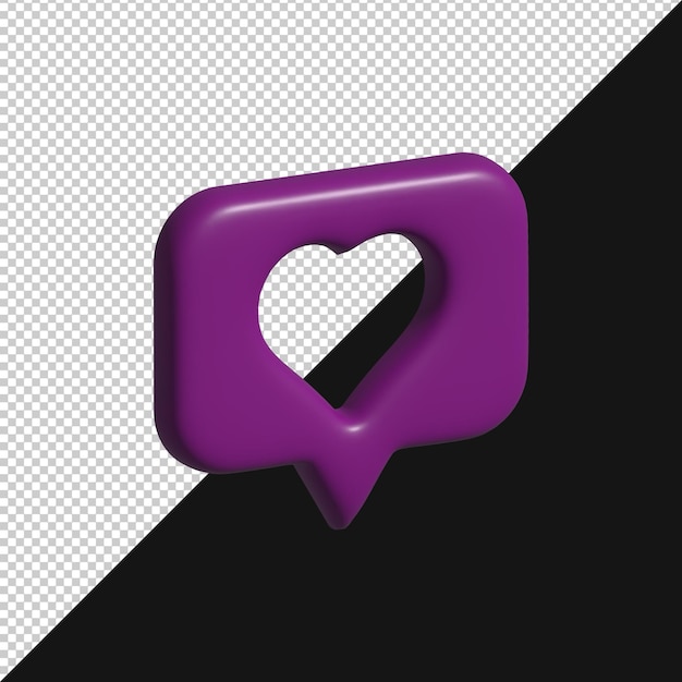 3D cuore viola come icona
