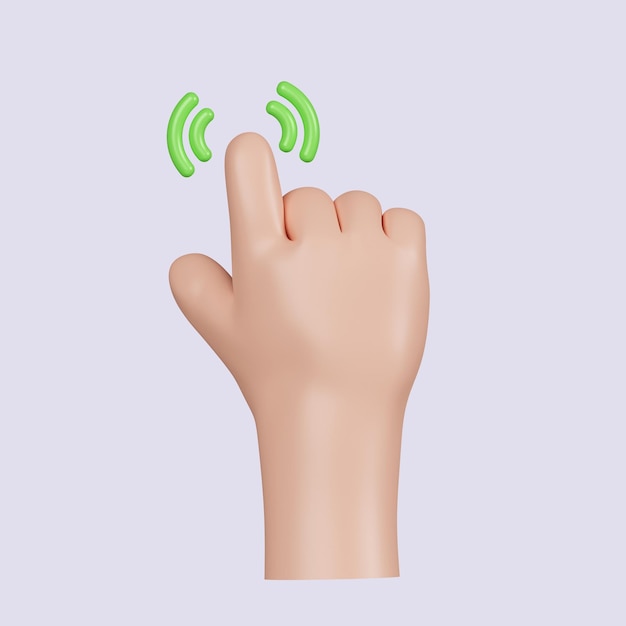 3d Cursor de computadora con la mano y haga clic Diversos brazos de hombre con los dedos Presione el botón apuntando o toque el icono de escaneo de huellas dactilares aislado en fondo gris Ilustración de renderización 3d Camino de recorte