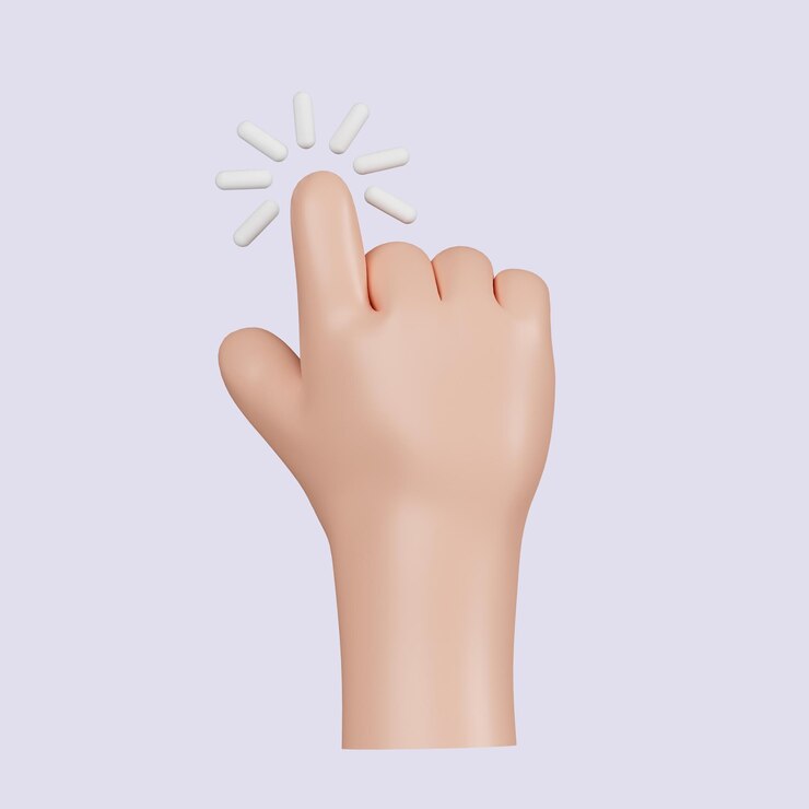 PSD 3d cursor de computadora con la mano y haga clic diversos brazos de hombre con los dedos presione el botón apuntando o toque el icono de escaneo de huellas dactilares aislado en fondo gris ilustración de renderización 3d camino de recorte
