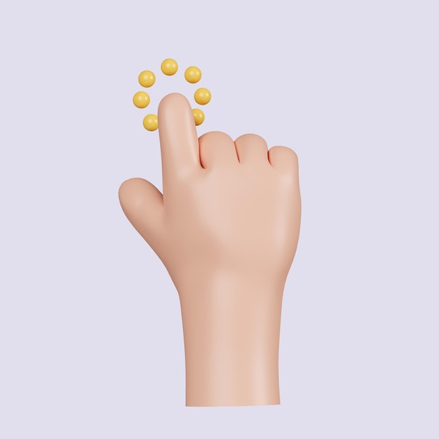 3d cursor de computadora con la mano y haga clic diversos brazos de hombre con los dedos presione el botón apuntando o toque el icono de escaneo de huellas dactilares aislado en fondo gris ilustración de renderización 3d camino de recorte