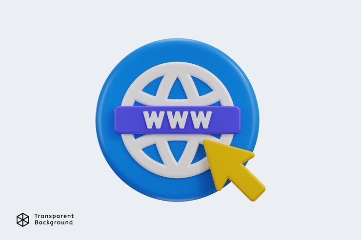 PSD 3d cursor with web browser icon 3d render illustration for click by world wide web browser icon