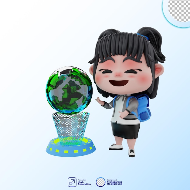 3D Cute character Education illustration