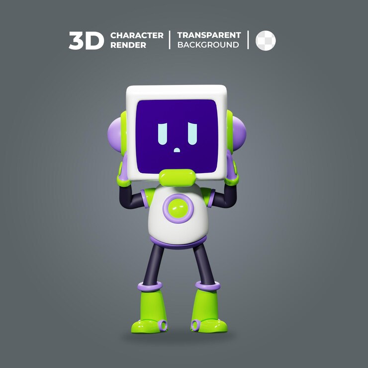 PSD 3d cute cool robot confuse