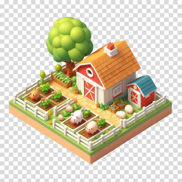 PSD 3d cute farm isométrico