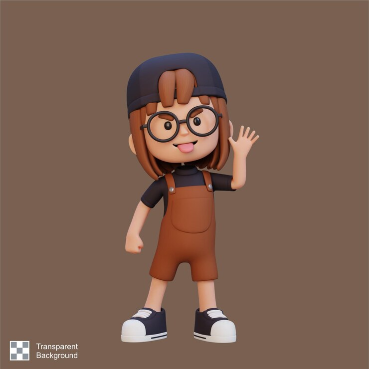 PSD 3d cute girl make fun of