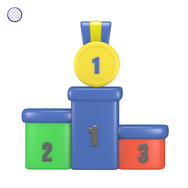 3D Cute Icon Object Primera posición Motivación Éxito