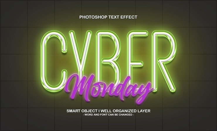 PSD 3d cyber monday editable text effect mockup template