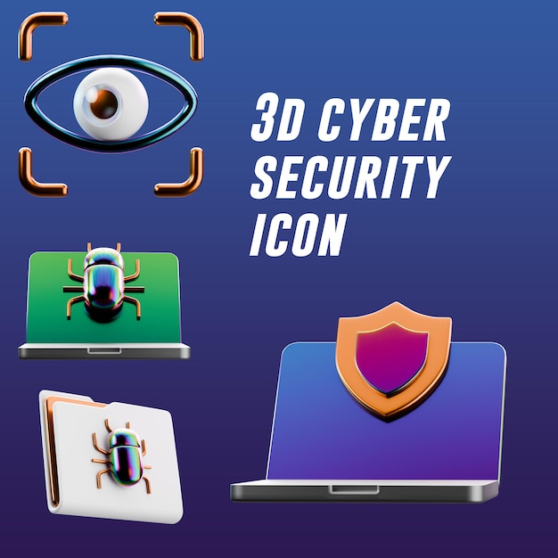 3d cyber security icons