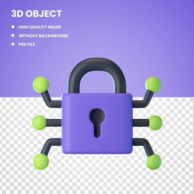 3D-Cyber-Sicherheitssymbol
