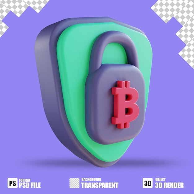 3d-darstellung bitcoin secure lock 8 geeignet für kryptowährung