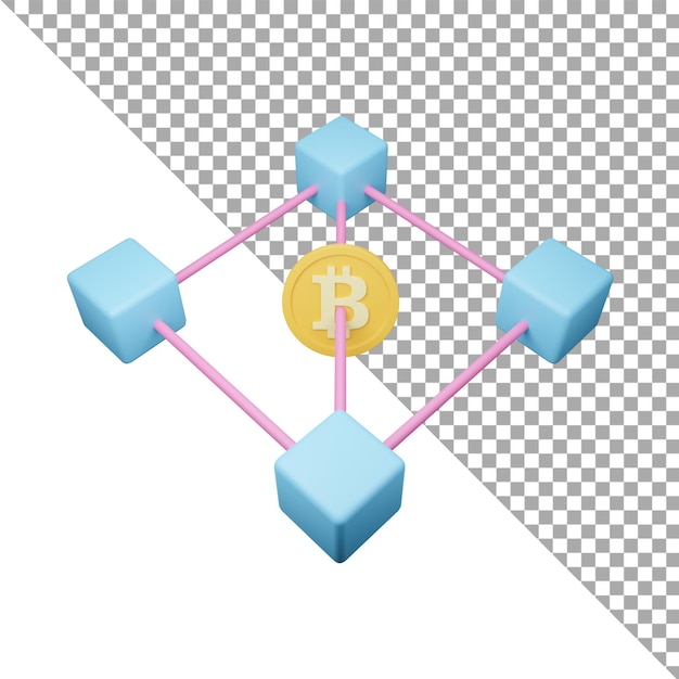 PSD 3d-darstellung blockchain-symbol