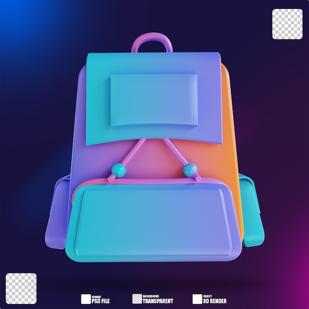 3D-Darstellung bunter Rucksack
